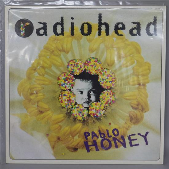 A collection of Radiohead vinyl